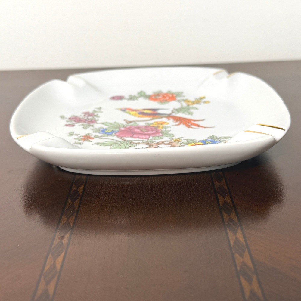 Vintage Hollohaza Hungary Bird Floral Porcelain Trinket Dish Chinoiserie 732 - Picture 9 of 9